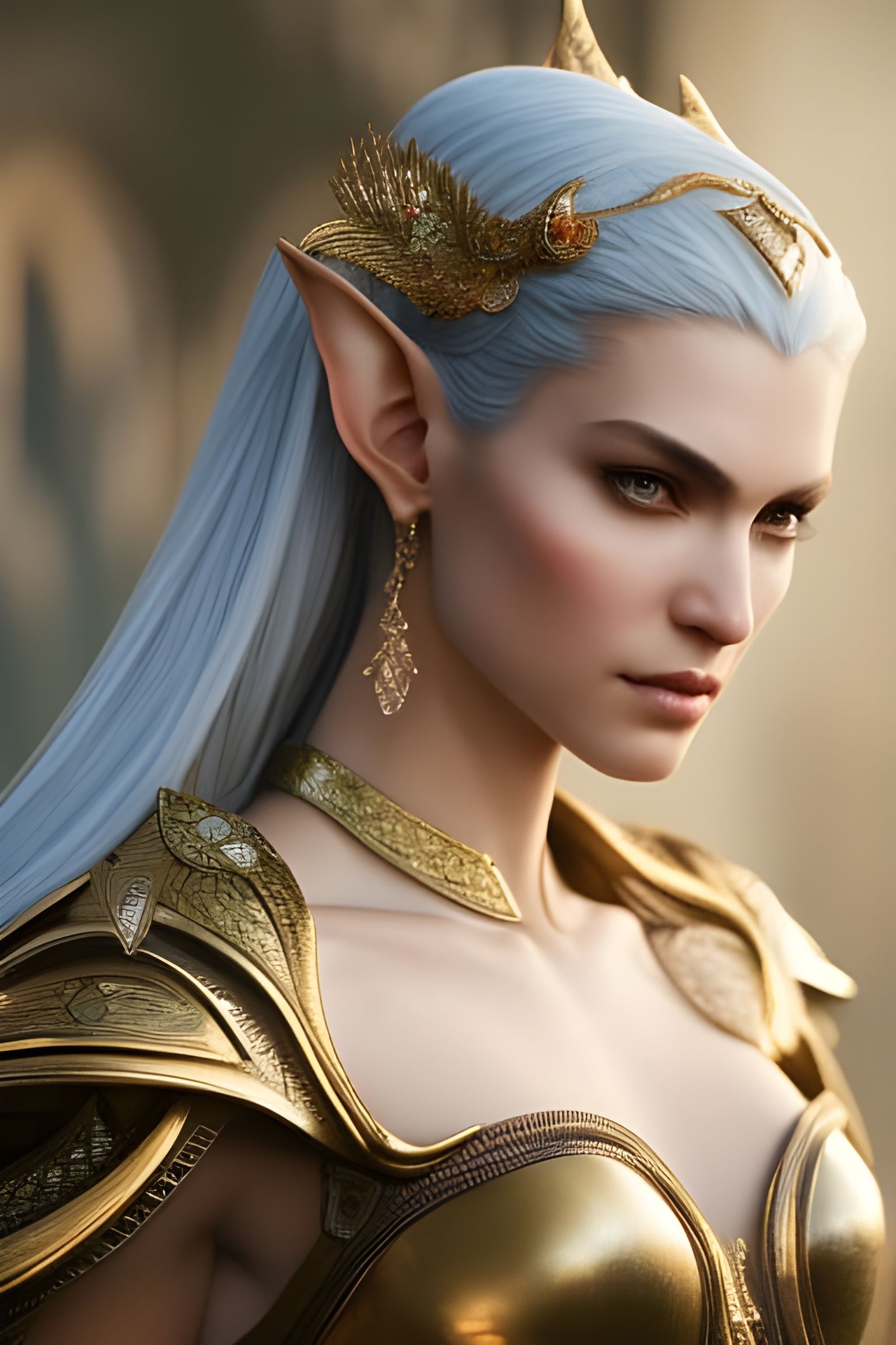 Elegant Elf Portrait in Hyperdetailed Fantasy Style