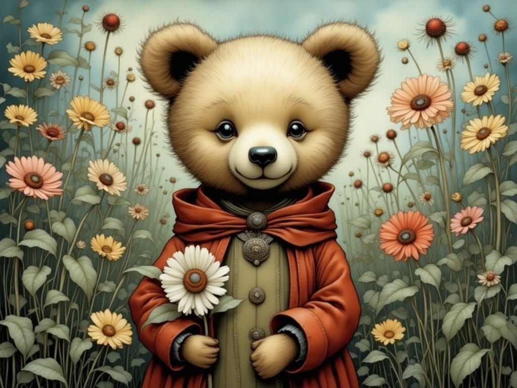 Enchanted Bear in Whimsical Watercolor Style