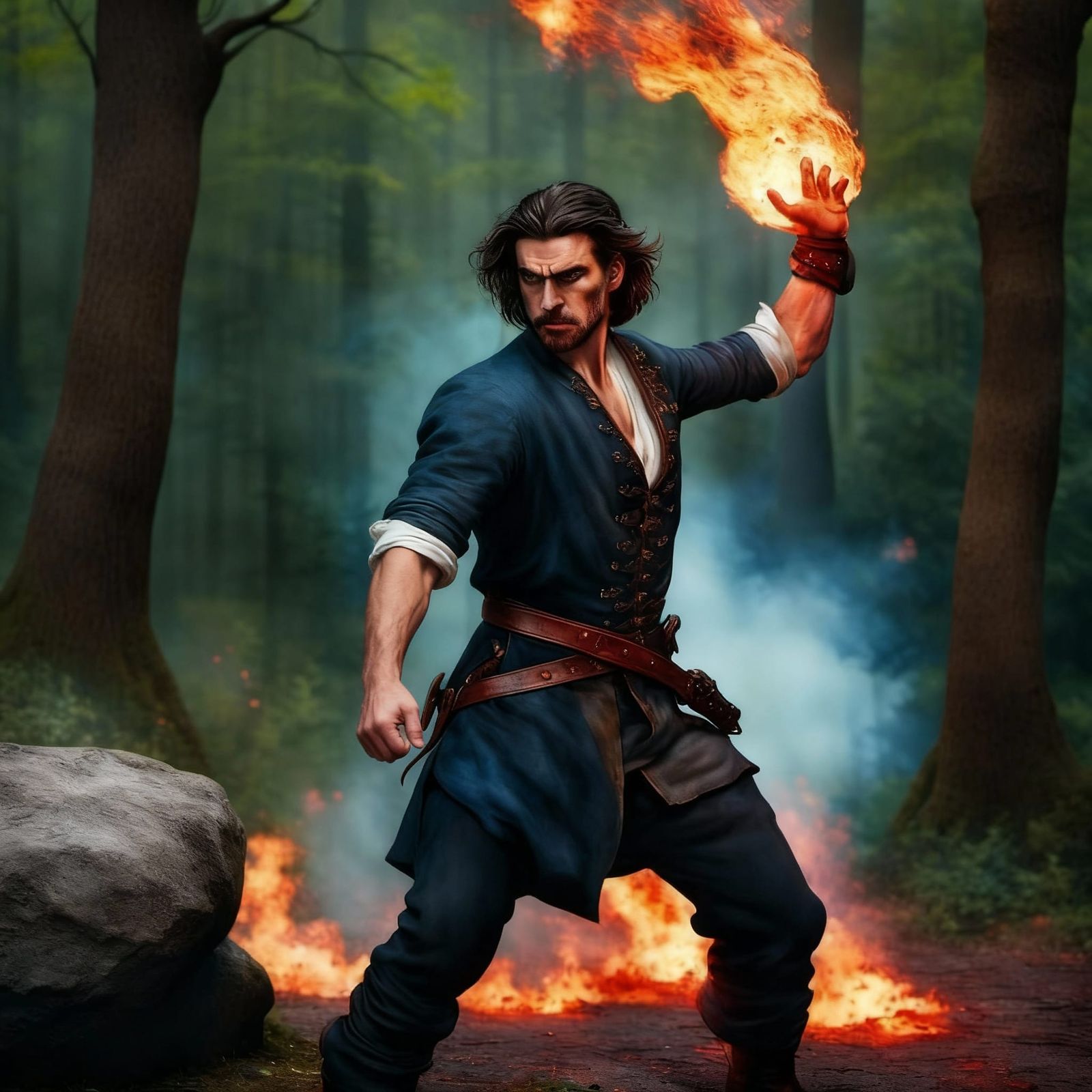 Injured Warrior Leans on Wall, Prepared for Battle