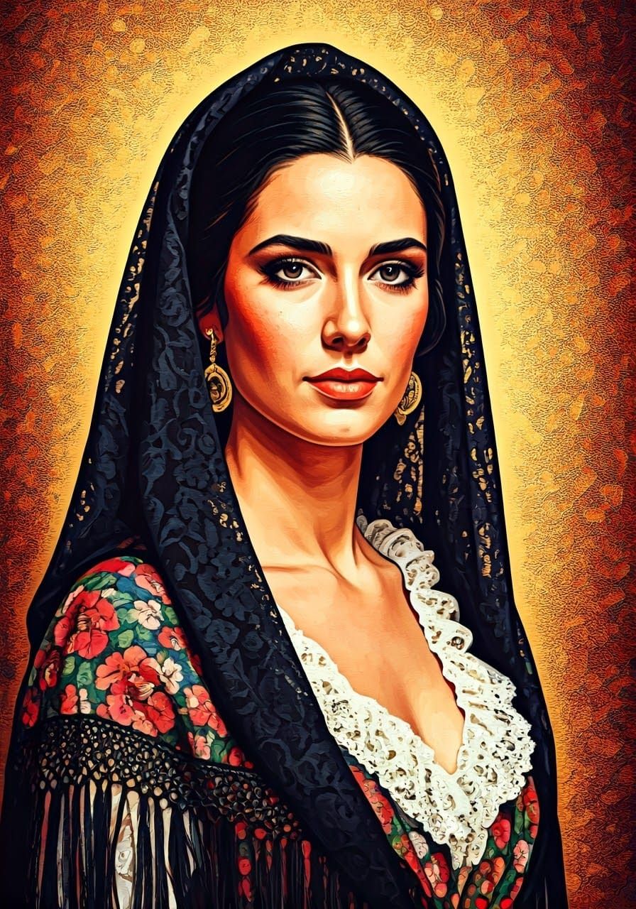 Pointillism portrait of senorita Maria#2