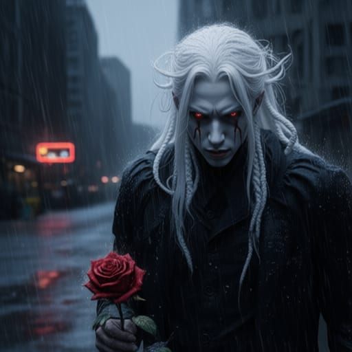 Corrupted Man's Valentine's Curse With Wilted Rose