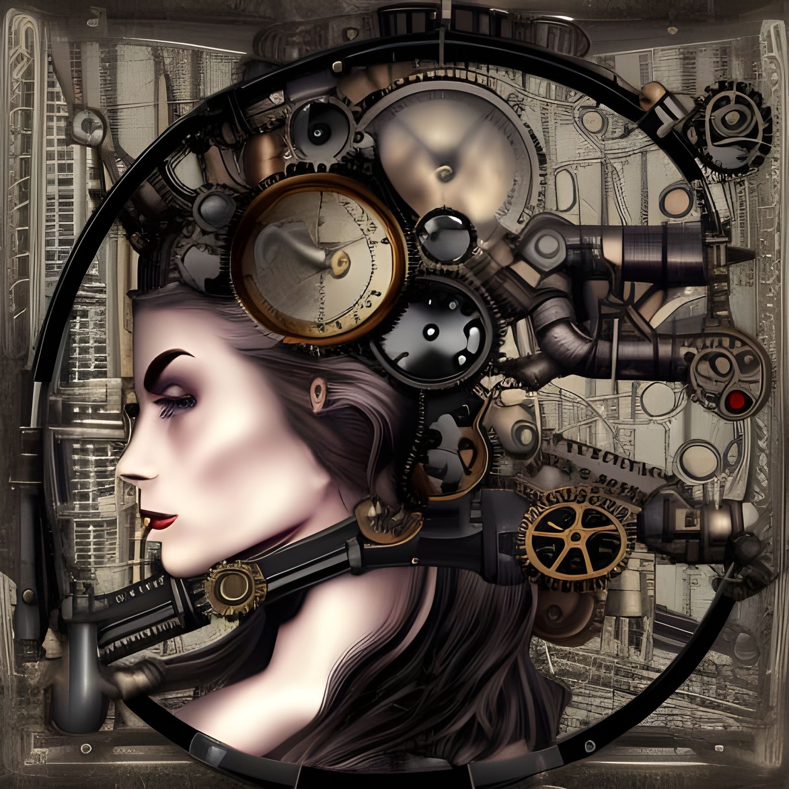 Steampunk Bifurcated Woman Engine