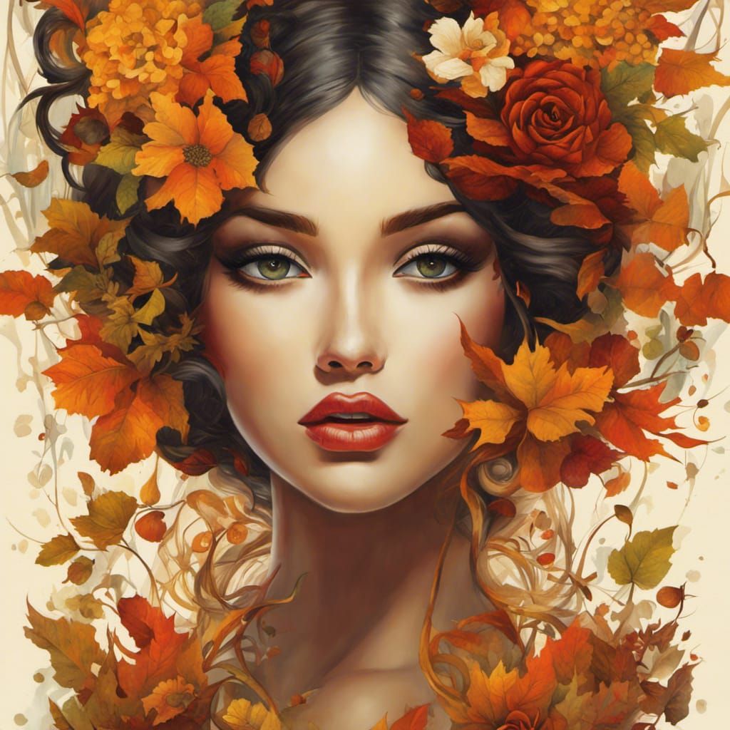 Autumn Digital Painting in Pointillist Style