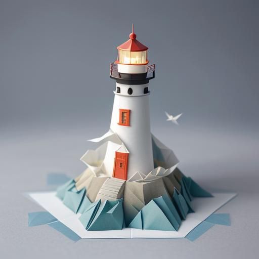 Origami Lighthouse Papercraft in 8K