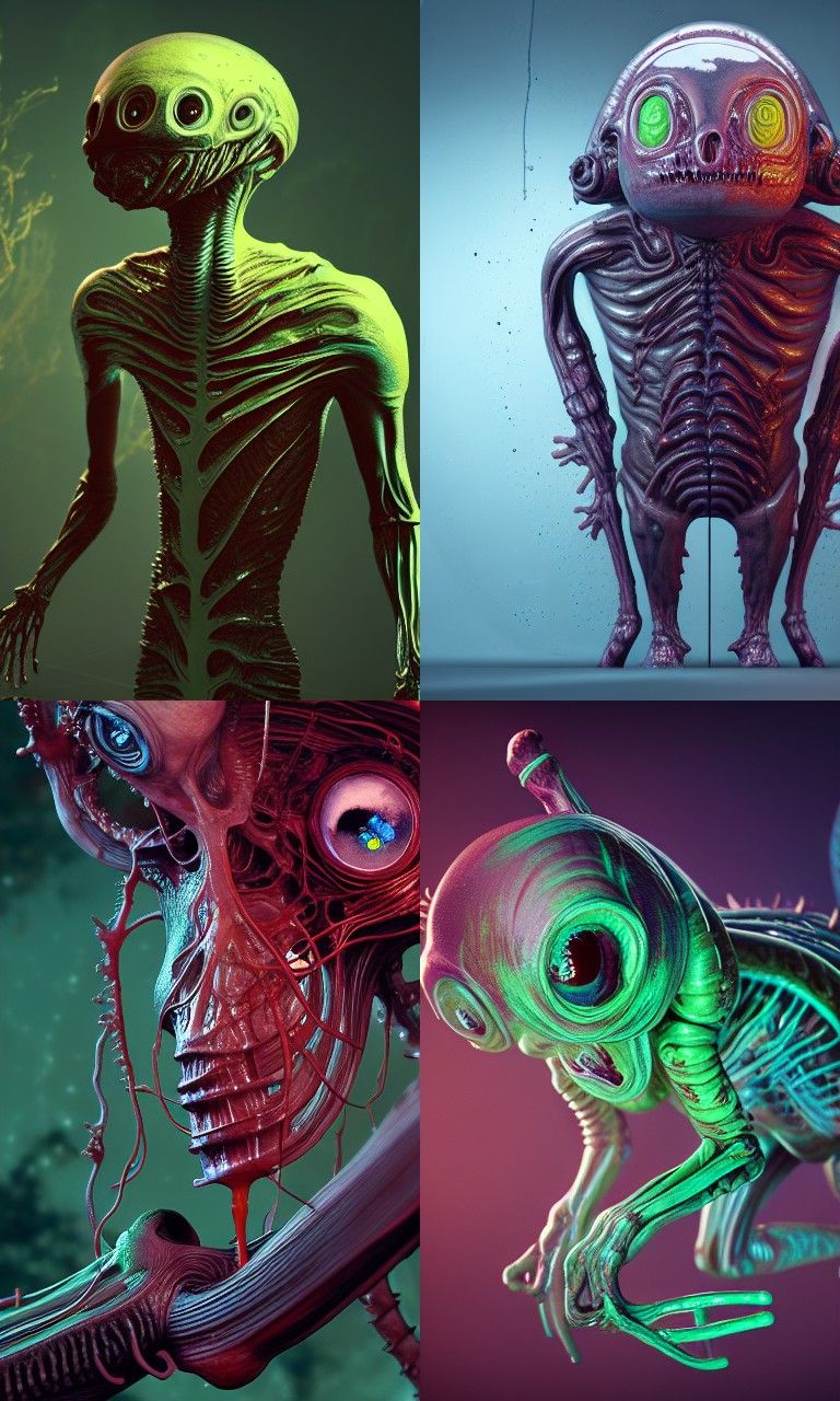 Colorful Alien Anatomy in 3D Animation Style