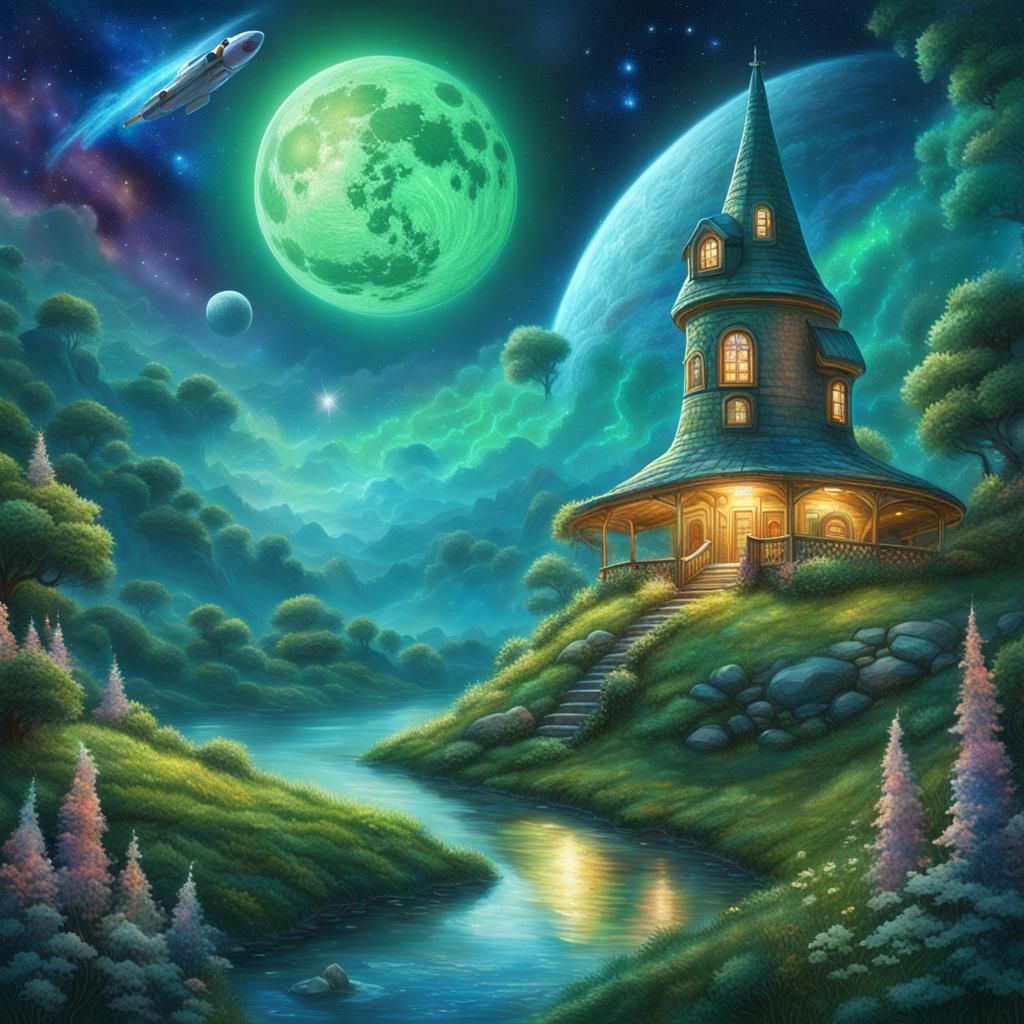 Spacemouse Soaring Past Planet in Astral Fantasy Style