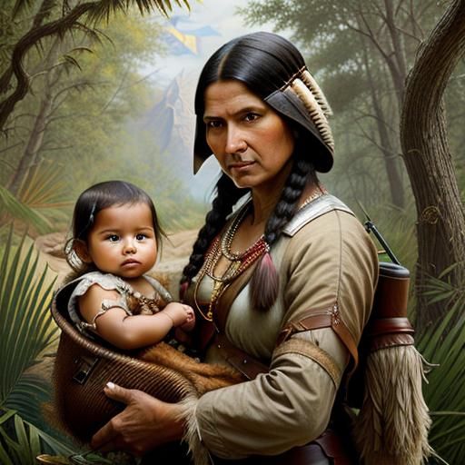 Sacagawea Guiding Lewis and Clark: Hyperrealistic Art