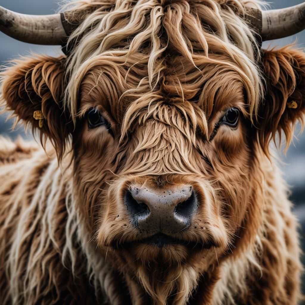 Highland Cow Portrait in Earth Tones