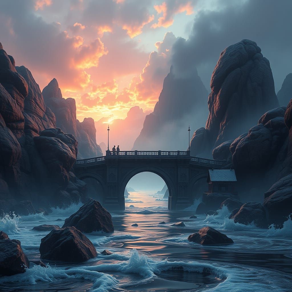 Surreal Bridge Embarks on a Majestic Journey Across Vibrant,...