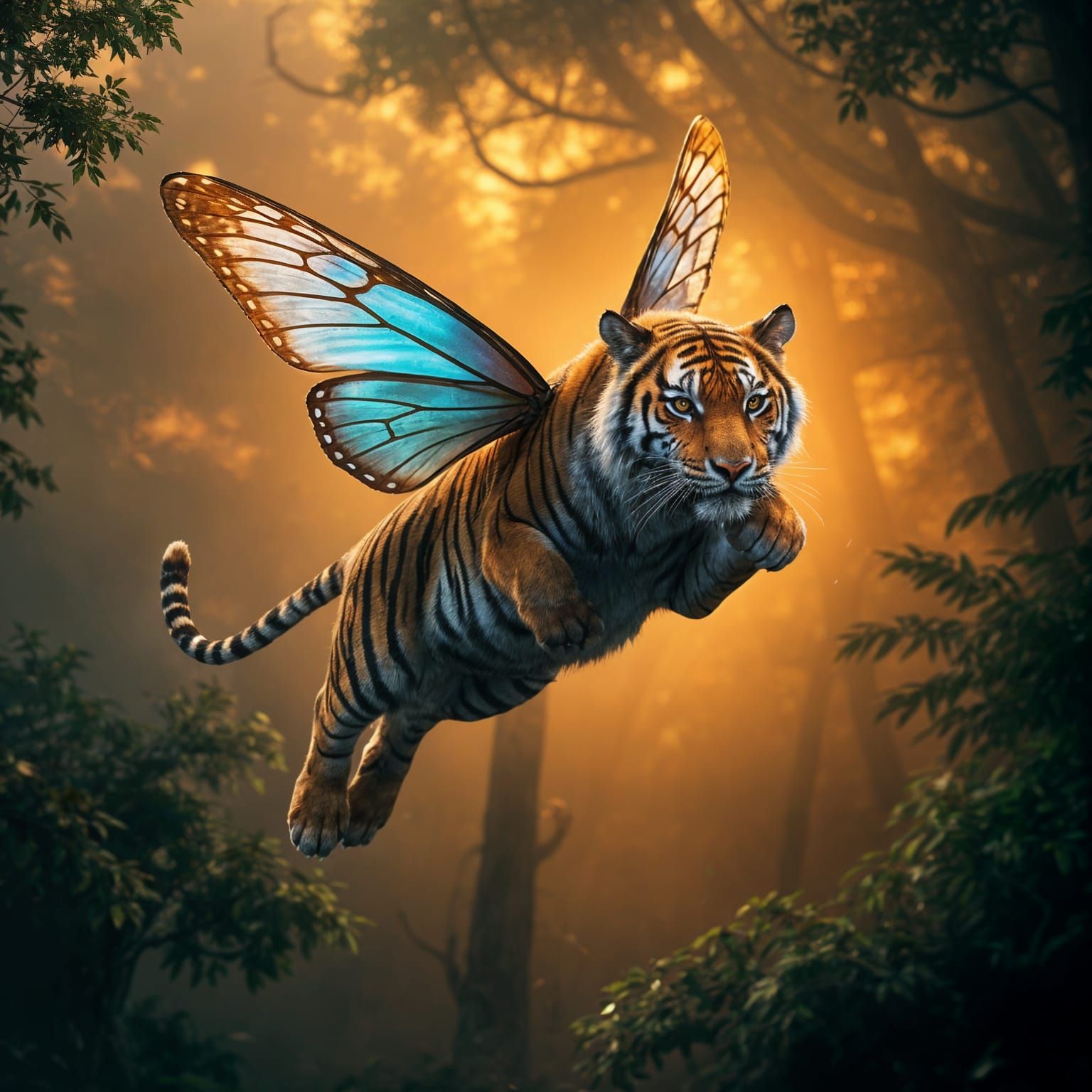 Tiger with Butterfly Wings, Detailed Matte Painting