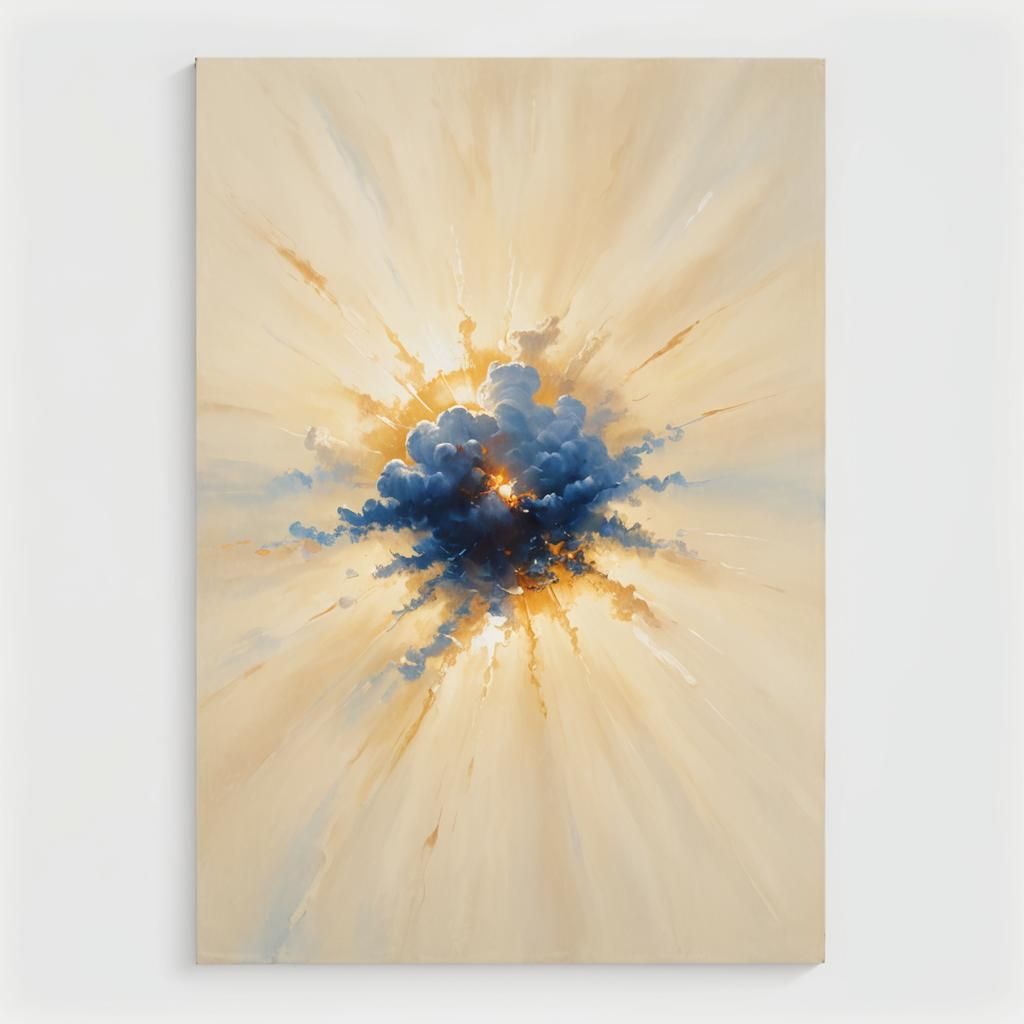 Sun Illuminating Clouds as Impasto Oil Painting