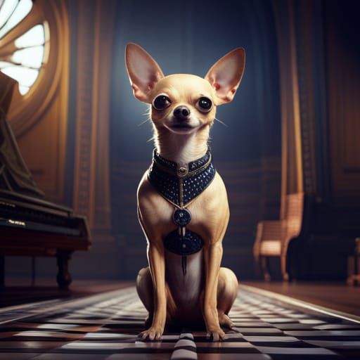 Chihuahua French Supermodel in Detailed Matte Painting