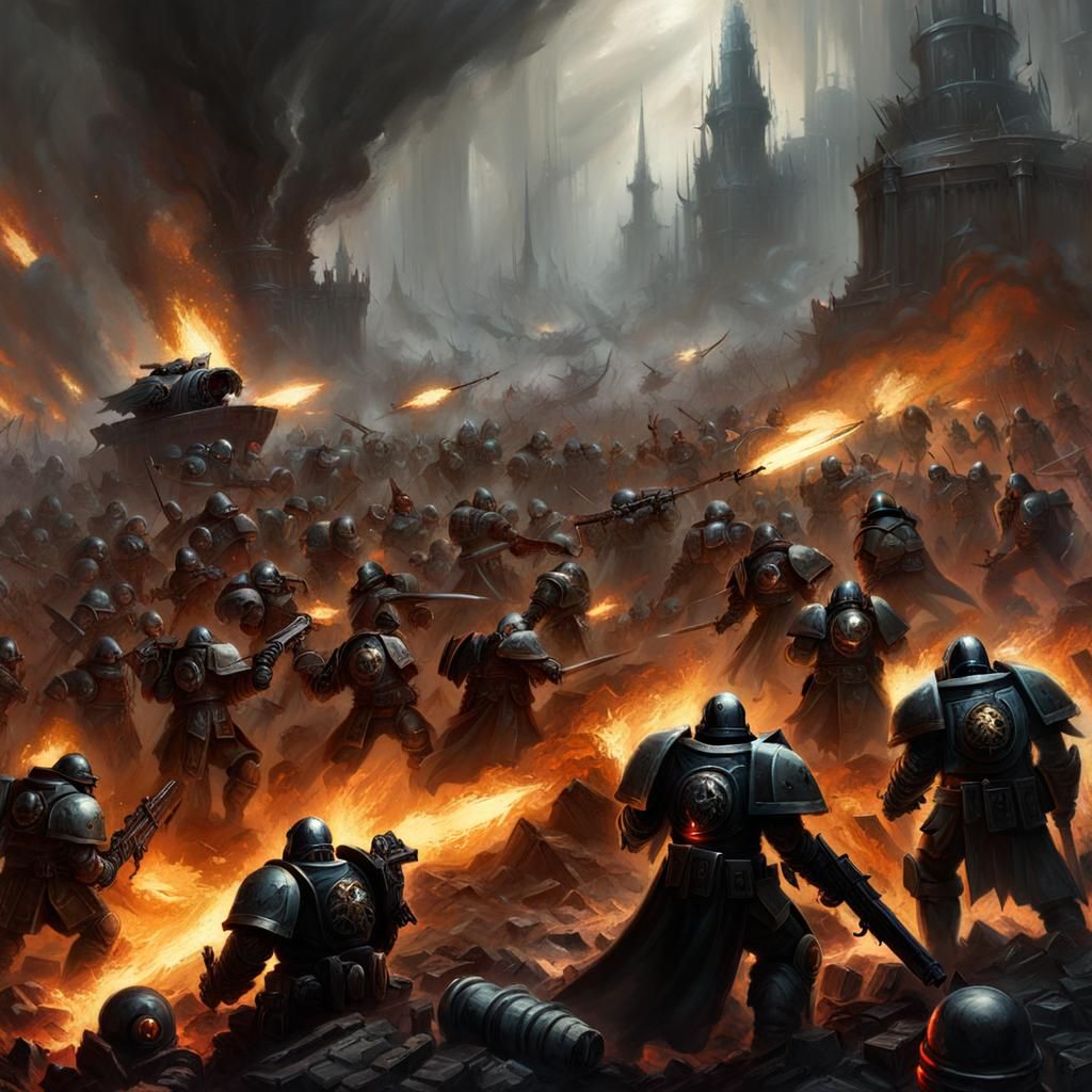 Epic Grimdark Battlefield in Gothic Style