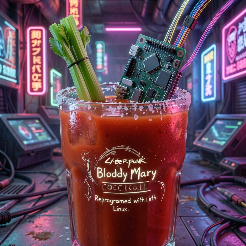 Cyberpunk Bloody Mary with Raspberry Pi and Fiber Optics
