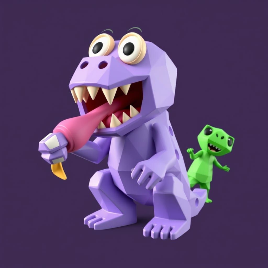 Low Poly Purple People Eater Illustration
