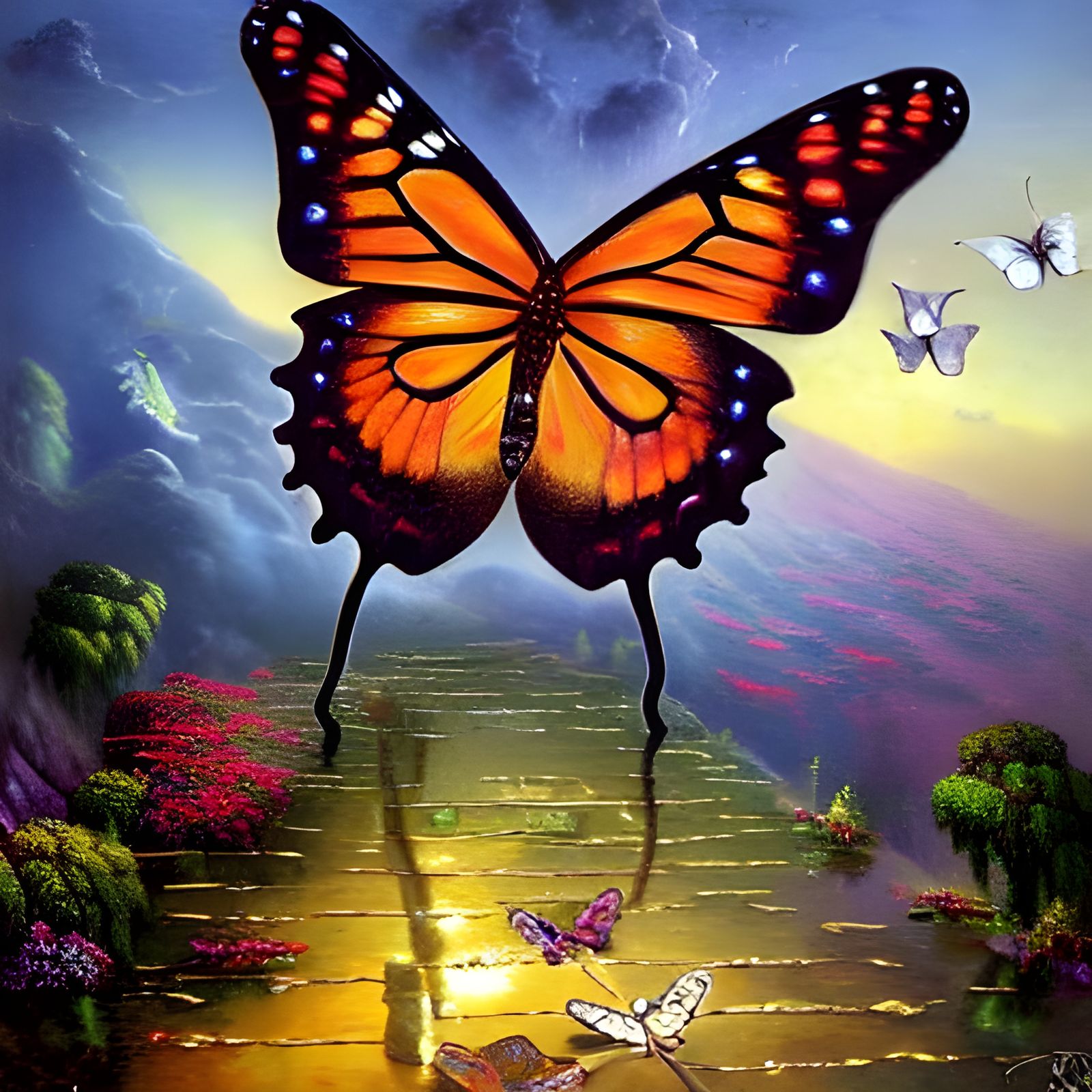 Dystopian Jungle Butterfly in Salvador Dali Style