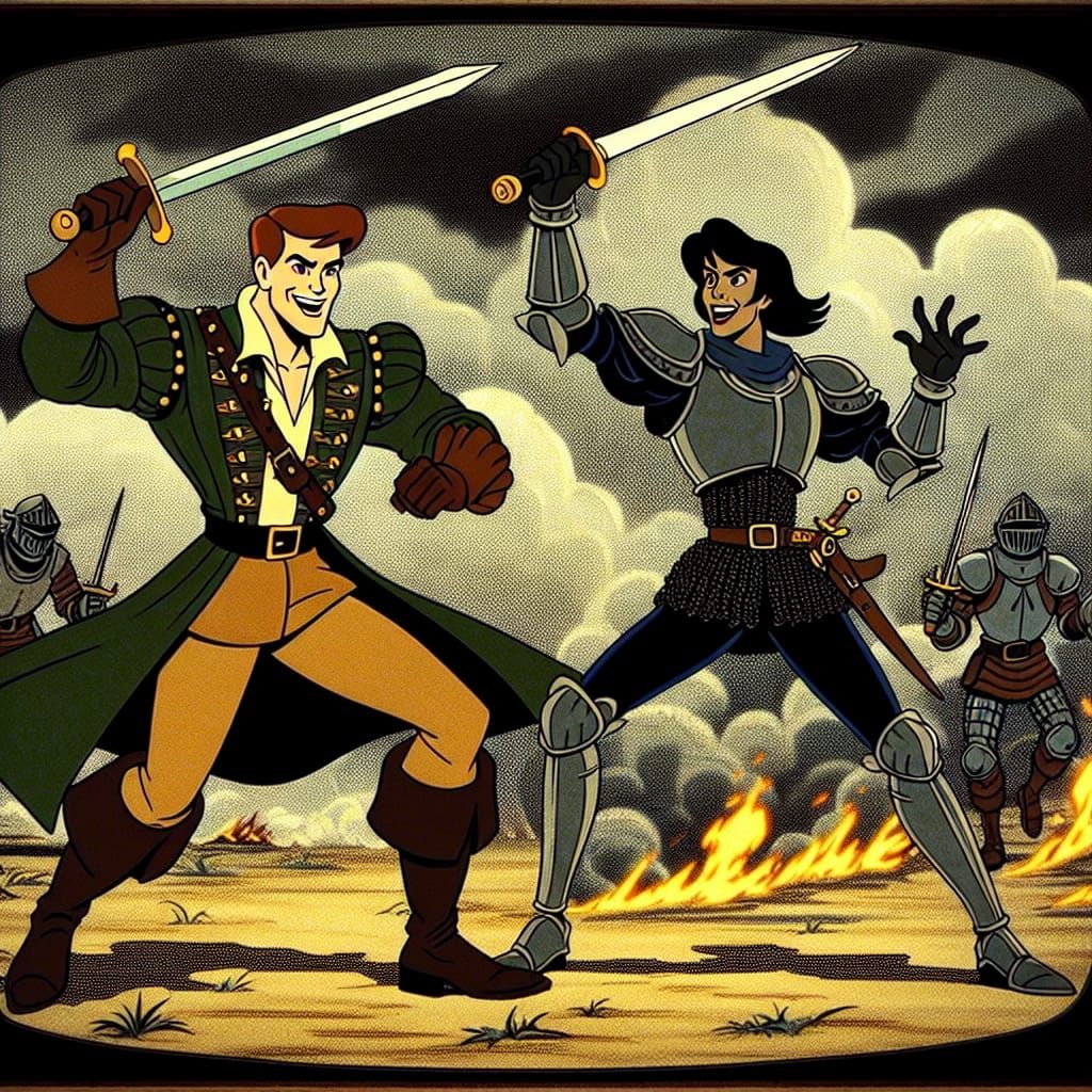 Knights in Vintage Animated Battle