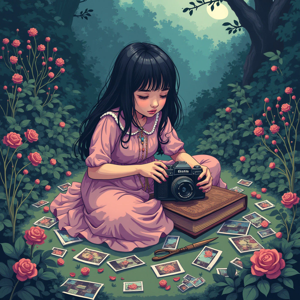 Dreamlike Figure Surrounded by Memories in 8-bit Pixel Art