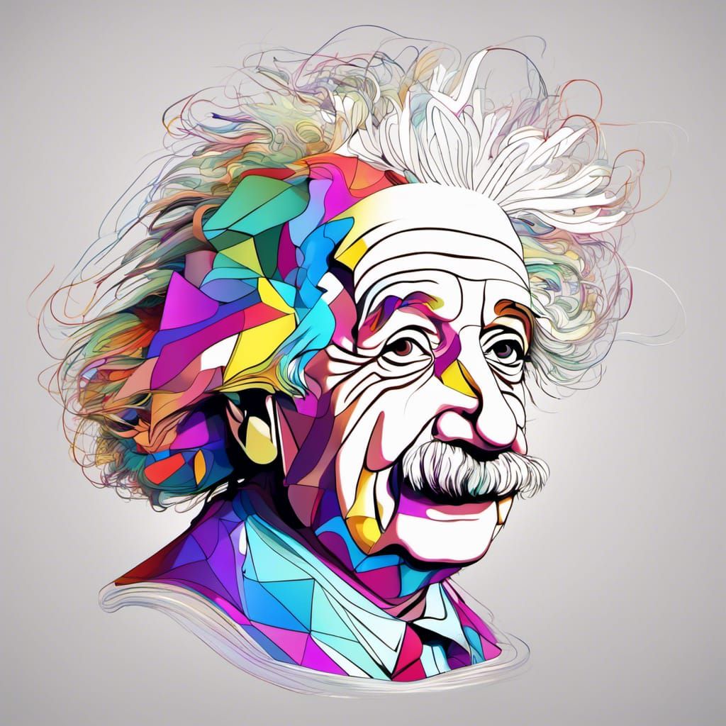 Einstein in Colorful Abstract 3D Vector Art