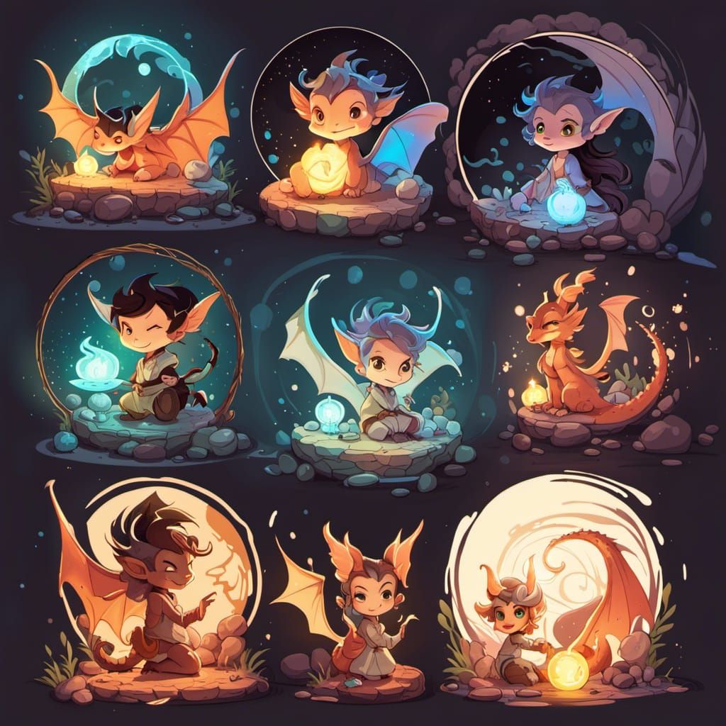 Chibi Dragon with Glowing Aura in Vector Art