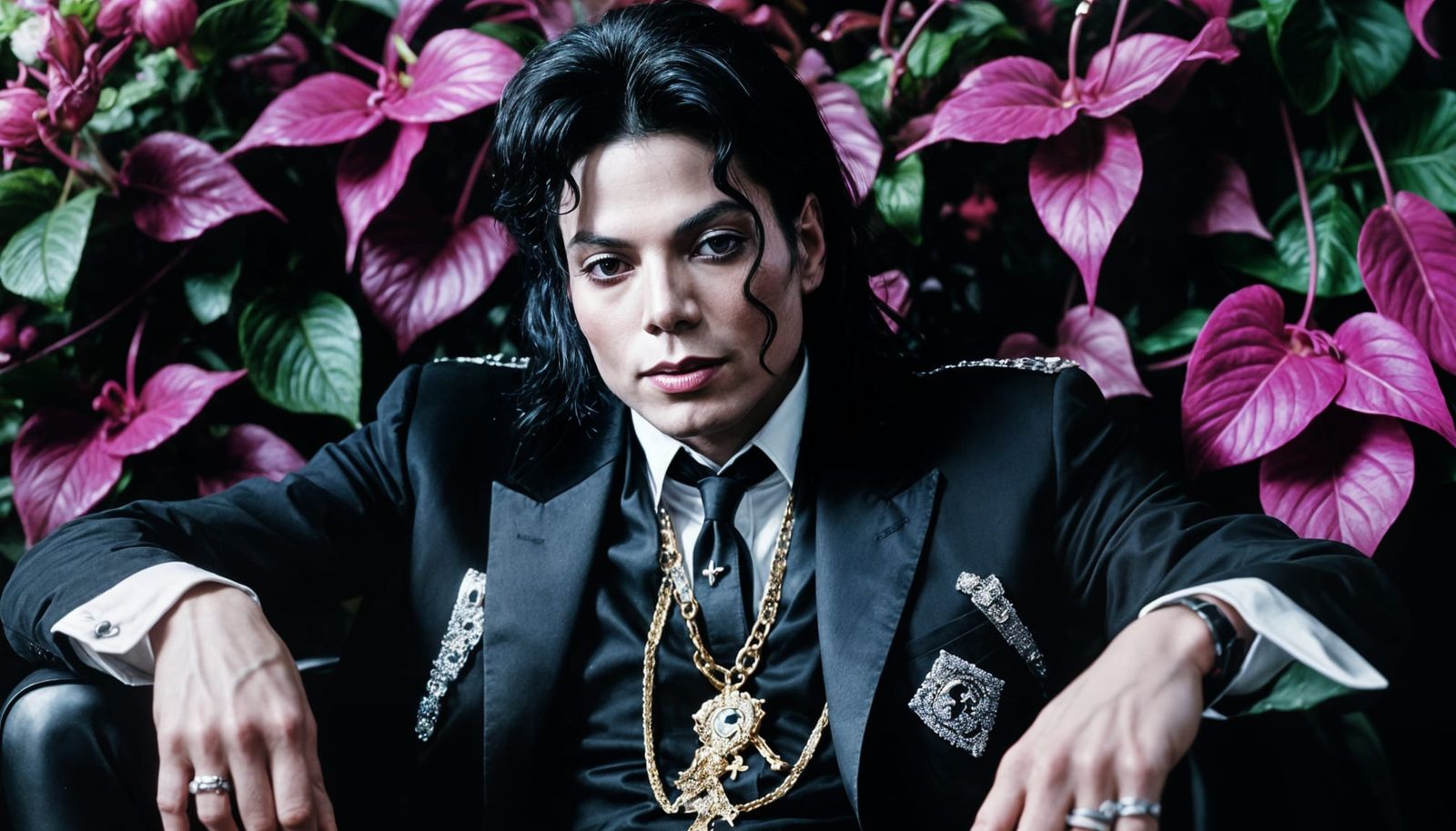 Gaunt Michael Jackson Portrait in Onyx and Magenta
