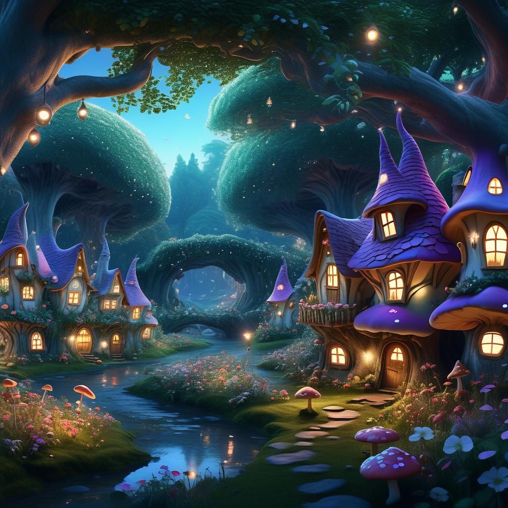 Enchanted Fairy Village in Digital Matte Painting