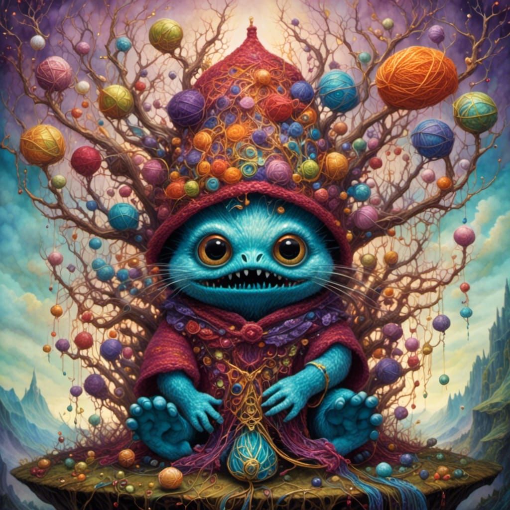 Yarn Monster Knitting: Pop Surrealism Illustration