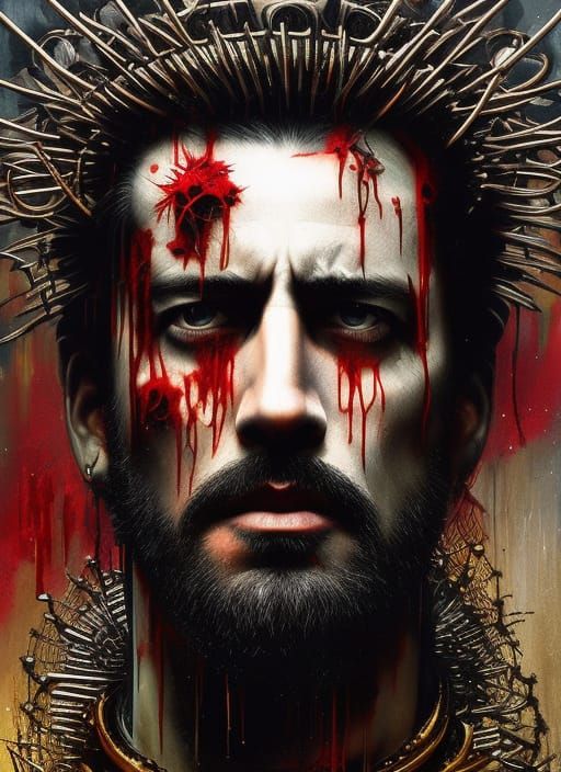 Jesus Christ Crown of Thorns Ink Painting