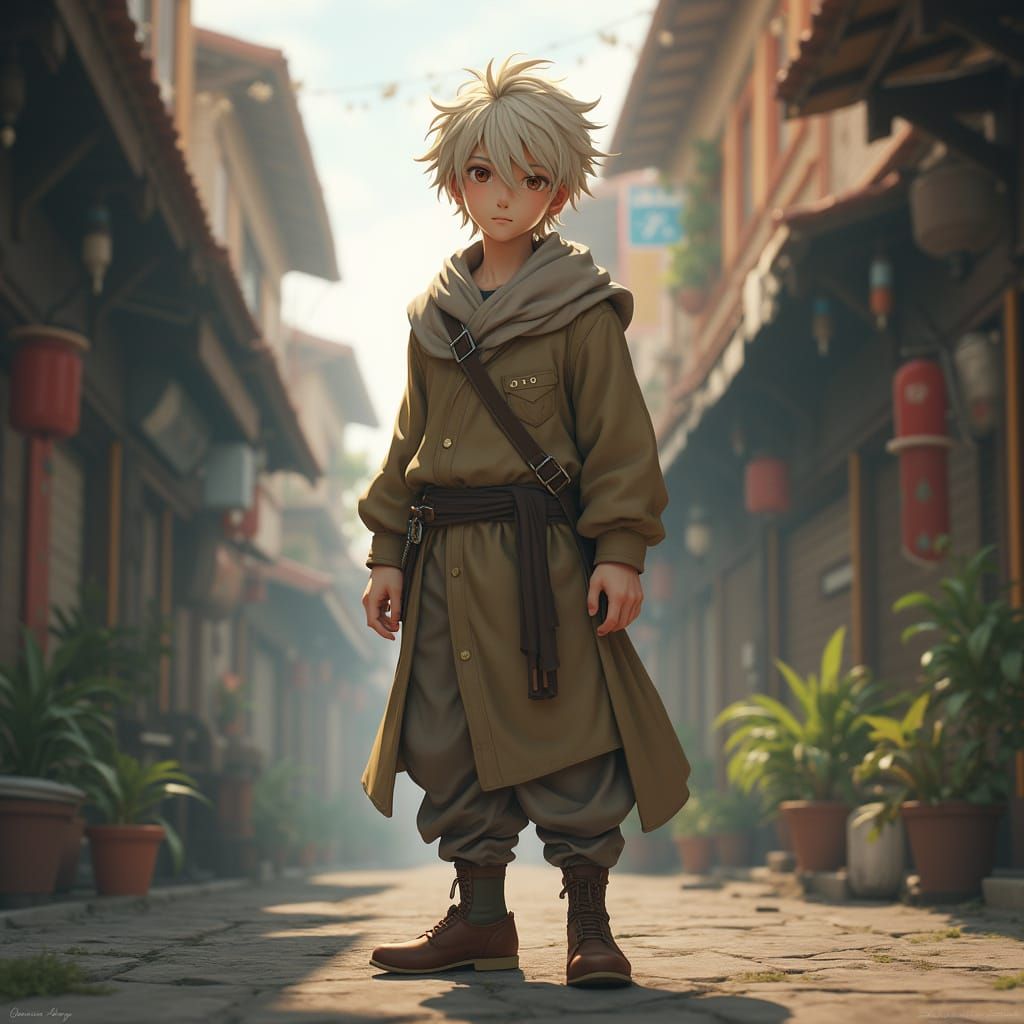 Serene Young Monk in Regis City Streets