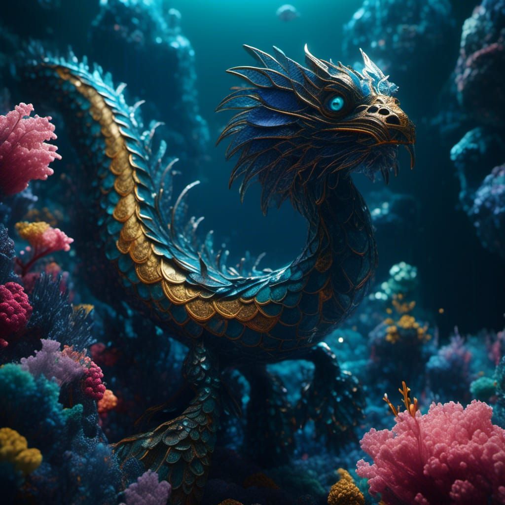 Detailed Sea Serpent with Oil Slick Scales