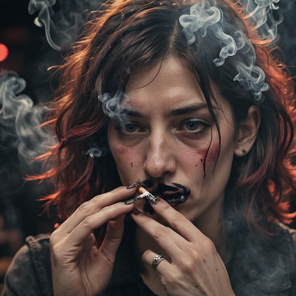 Eerie Surreal Smoke Scene in Dystopian Bar