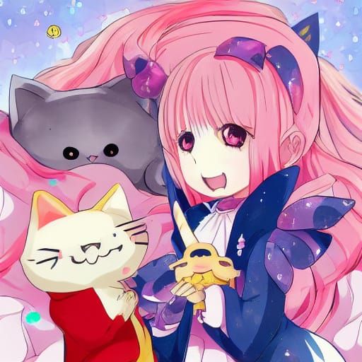 Kawaii Anime Vampire and Cat Body Swap
