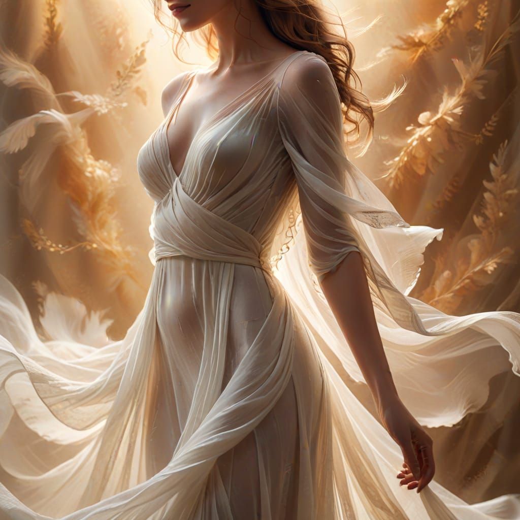 Ethereal Female Silhouette in Digital Painting Style