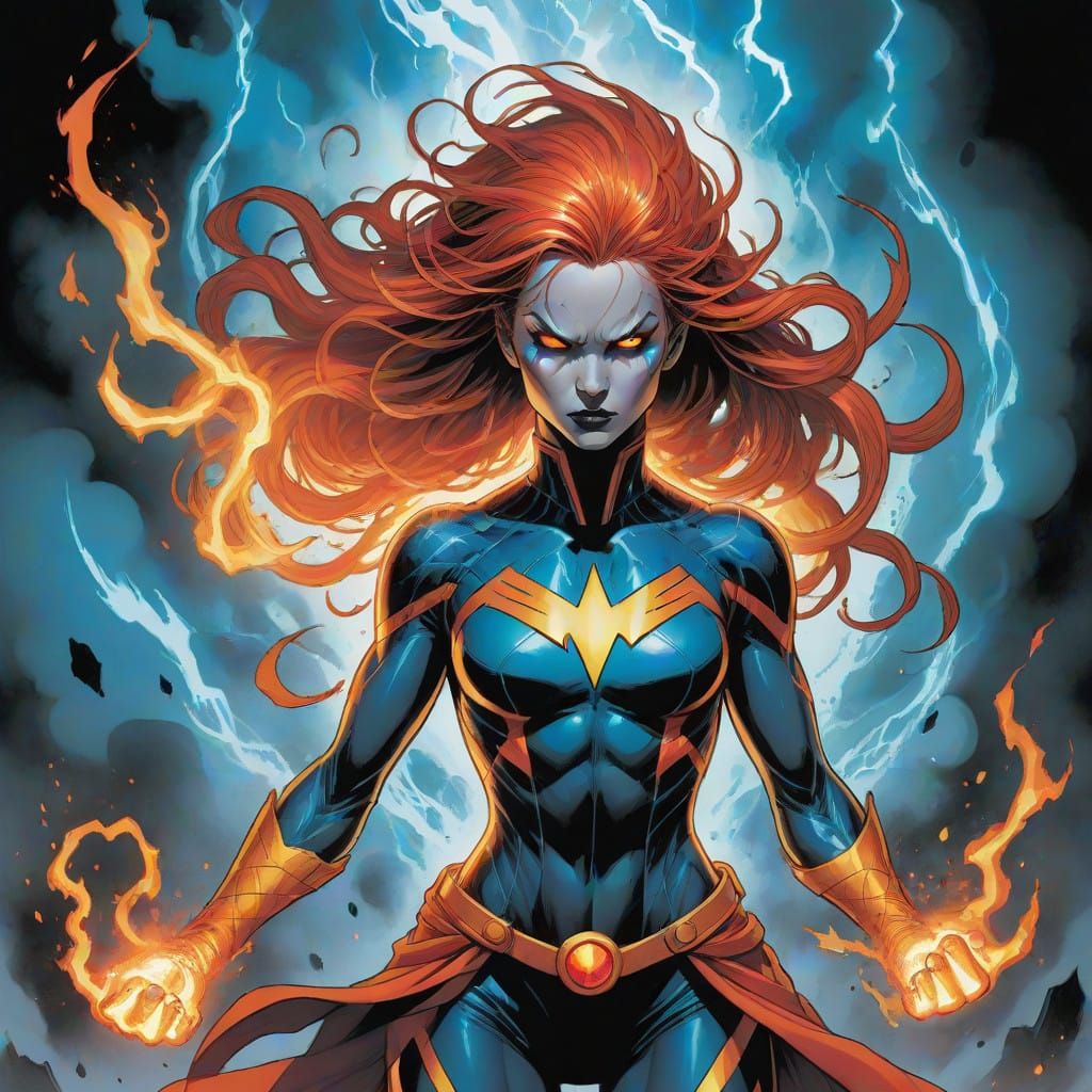 Ethereal Female Superhero Unleashes Frosty Fury in Dynamic C...