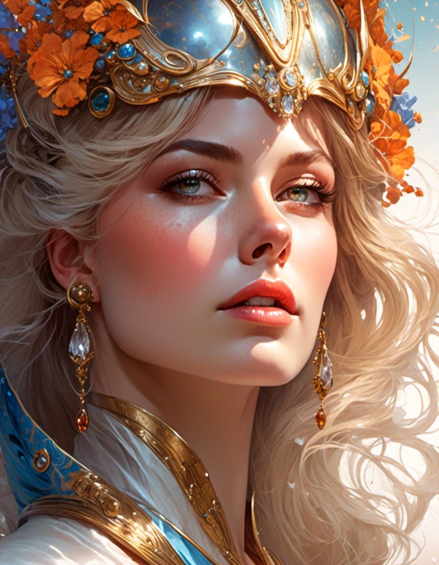 Detailed Watercolor Woman Portrait in Clip Art Style