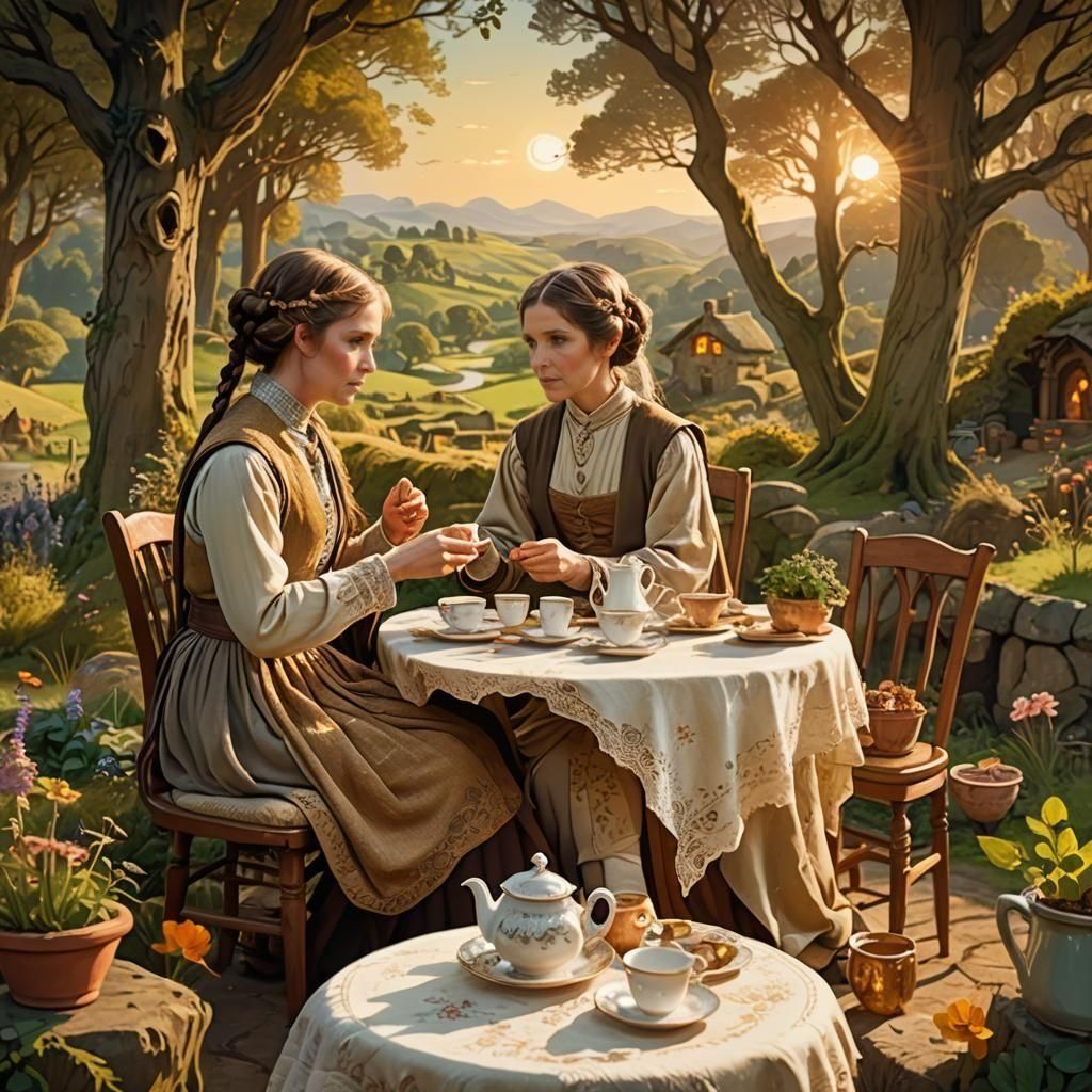 Hobbit and Princess Leia Tea Party in Shire