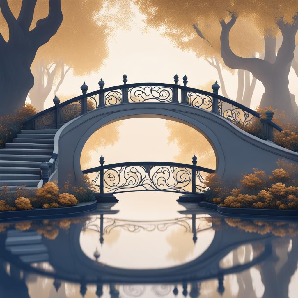 Palladian Garden with Sinuous Pathway: Stylized Illustration