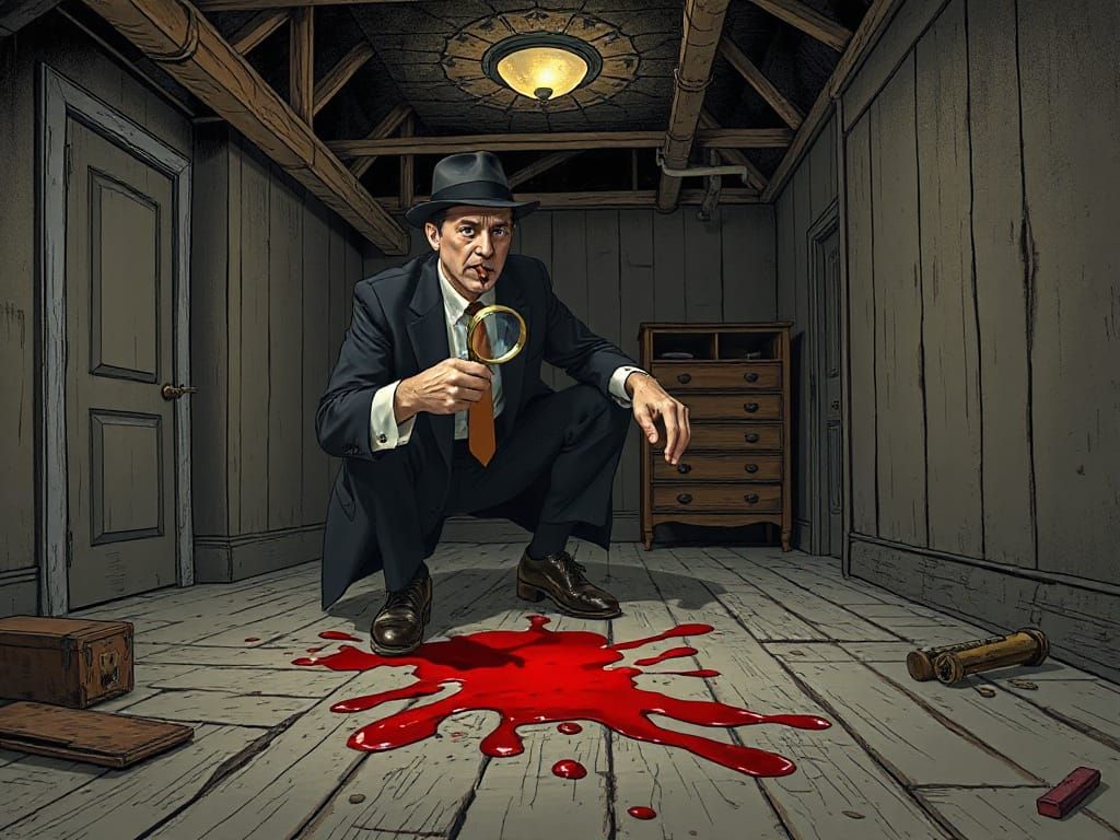 Noir Detective Investigates Bloody Trail