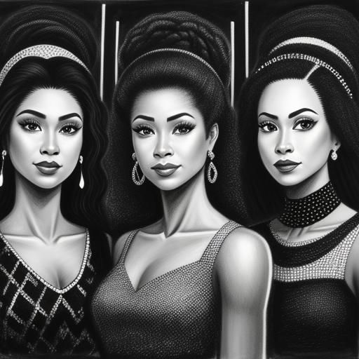 Dynamic Mixed-Race Chorus Line in Charcoal