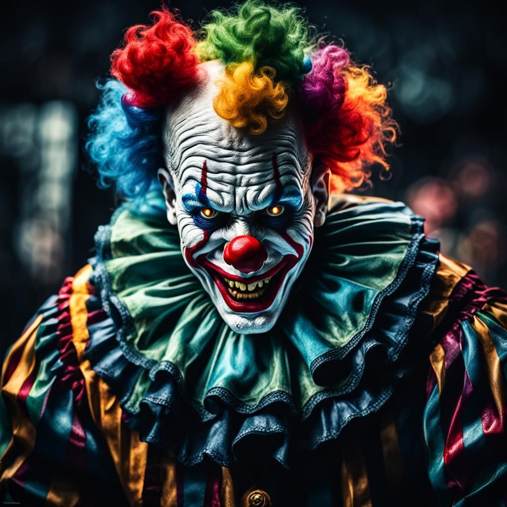 Hyperrealistic Spooky Clown with Intricate Details