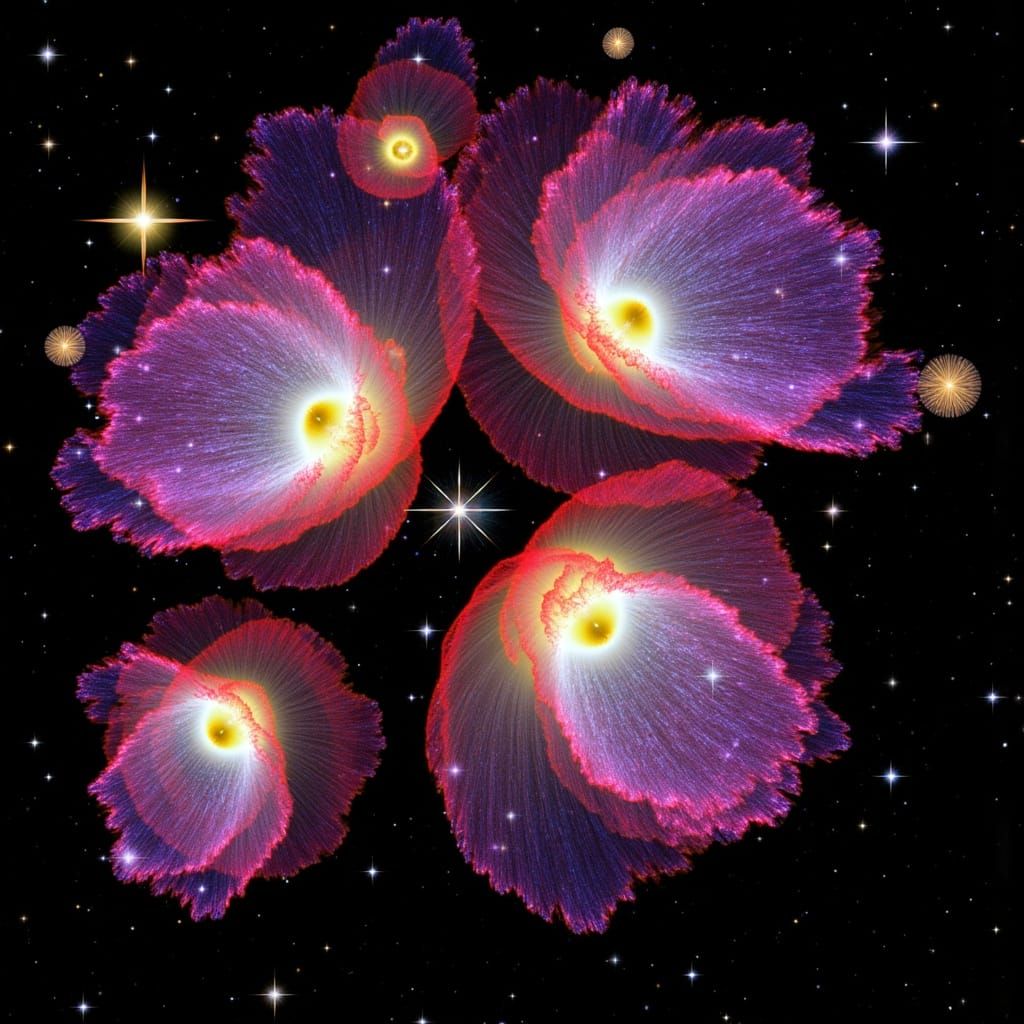 Vibrant Galaxy Blooms in Cosmic Dreamscape