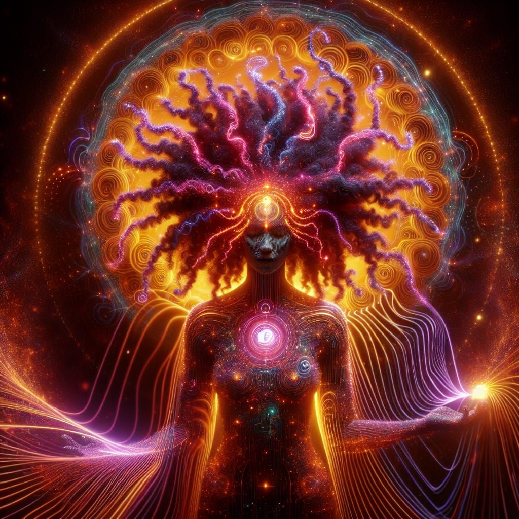 Afrofuturist Deity Embodies Quantum Connectivity in 8K