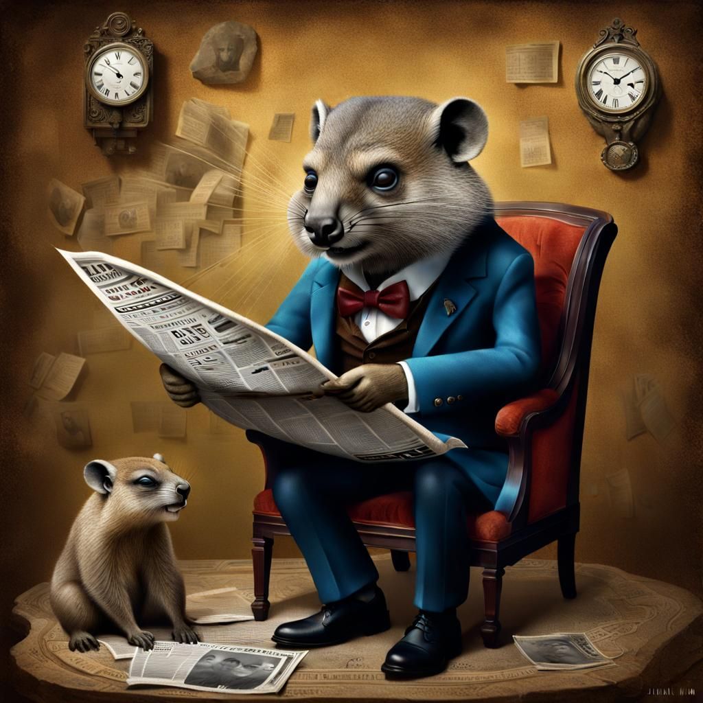 Seated Man Reading, Screaming Hyrax, 3D Render
