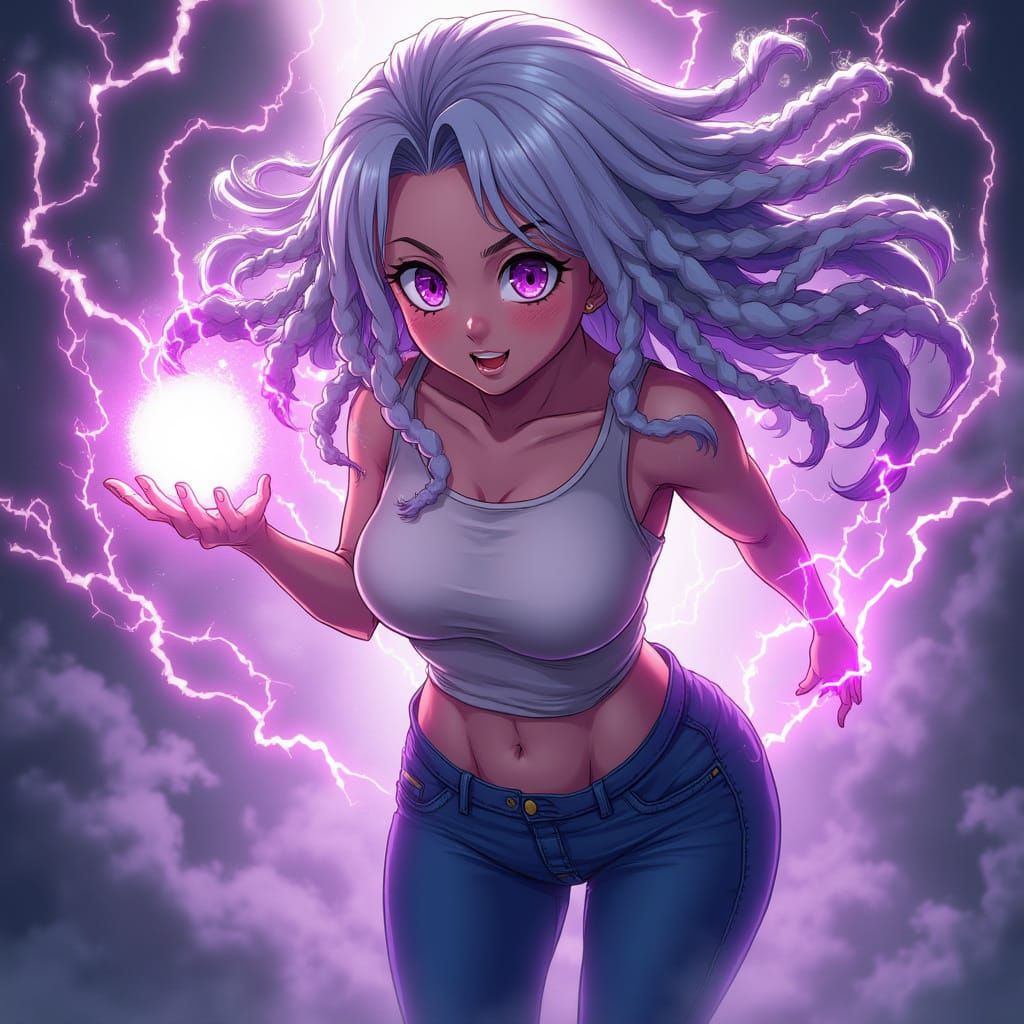 Woman Conjures Electricity in Epic Manga Style