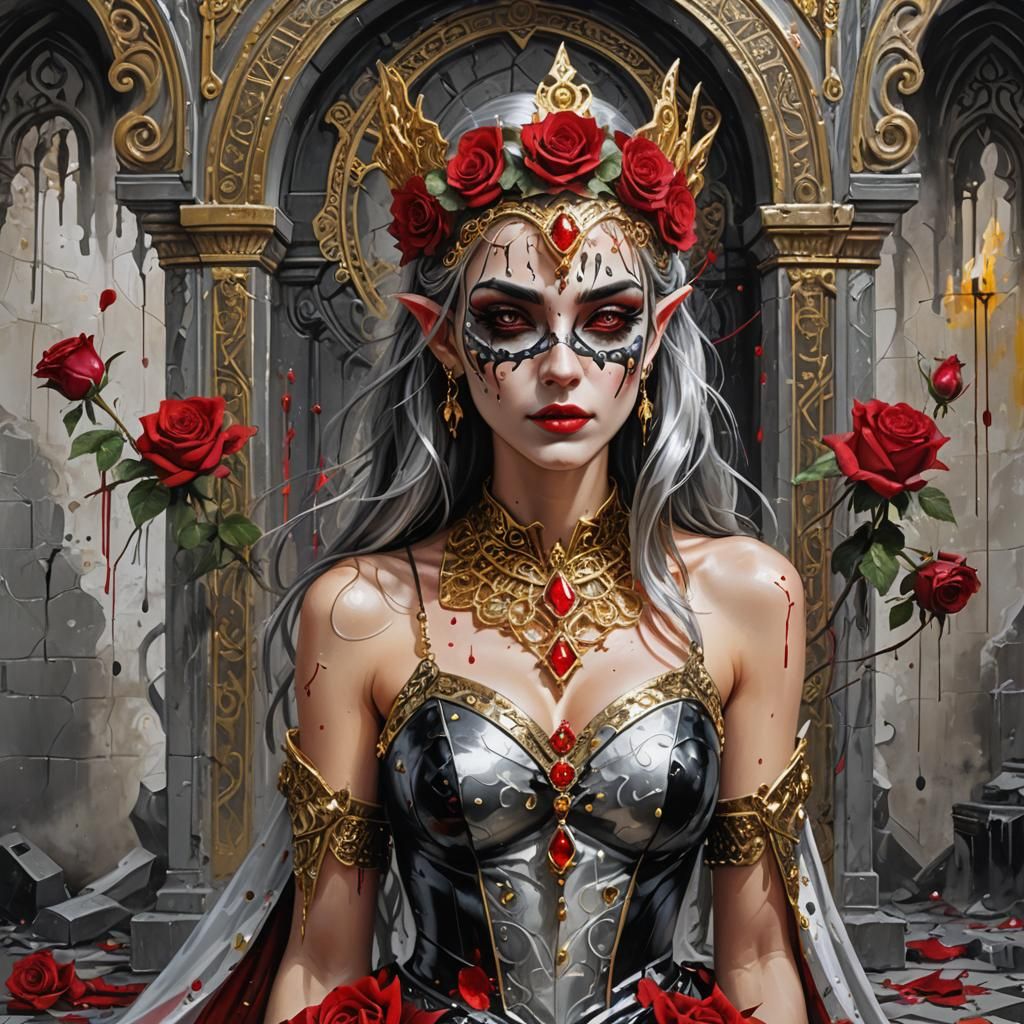 High Elf in Masquerade Mask with Graffiti Art