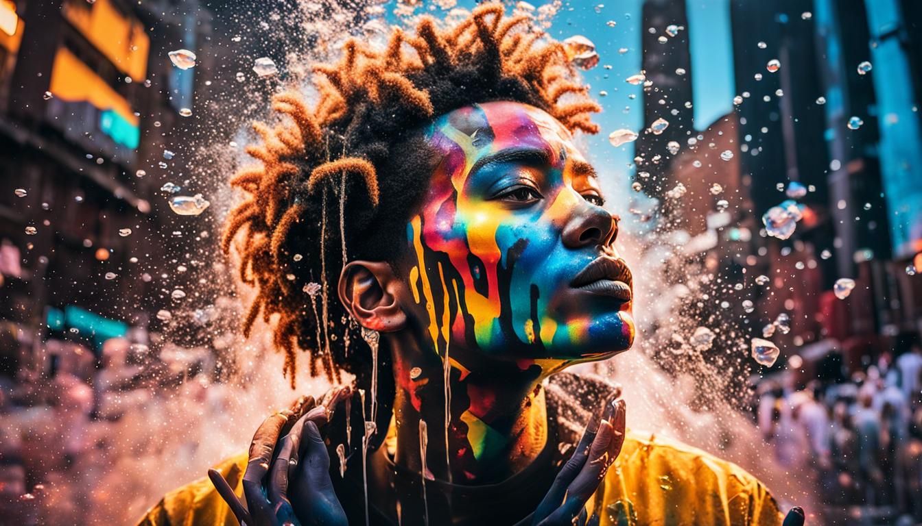 Crystal Face Street Art Portrait in Graffiti Style