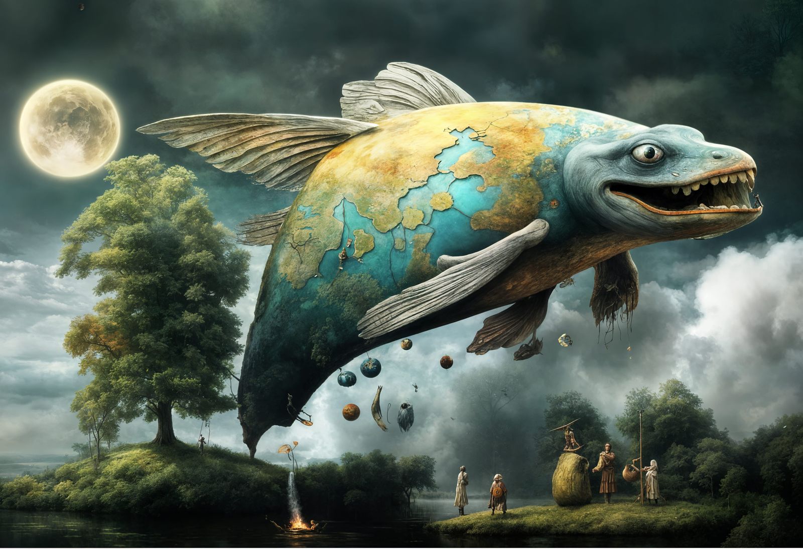 Surreal Ecological Biopunk Landscape in Intense Colors