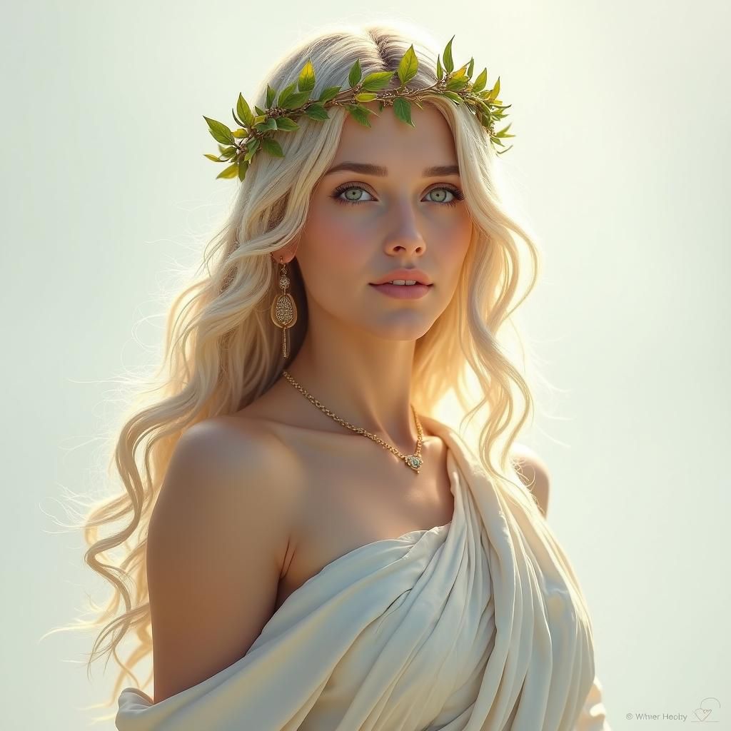 Greek Goddess Portrait in Hyperrealistic Digital Art