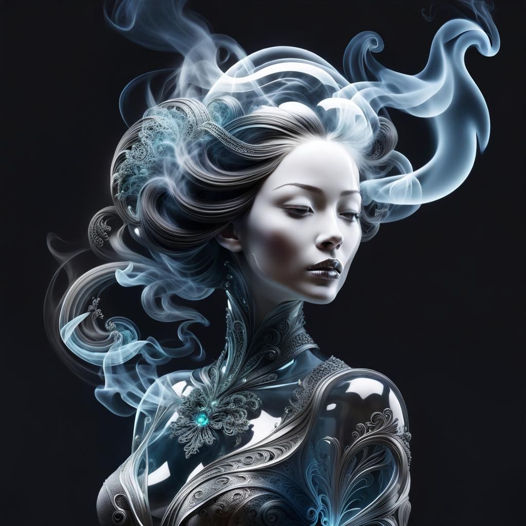 Ethereal Ghost Woman Made of Smoke
