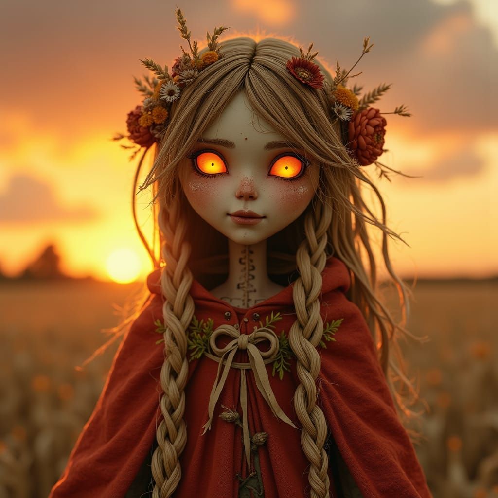 Autumn Harvest Maiden in Vibrant Colors